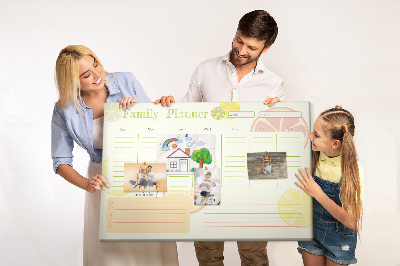 Kurk prikbord met een citruspatroon en familieplanner