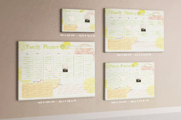 Kurk prikbord met een citruspatroon en familieplanner