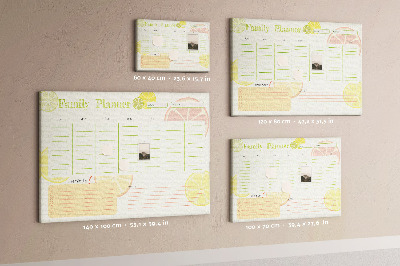 Kurk prikbord met een citruspatroon en familieplanner