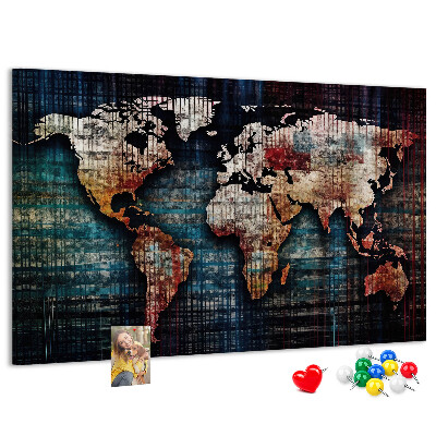Prikbord wereldkaart in aardse kleuren