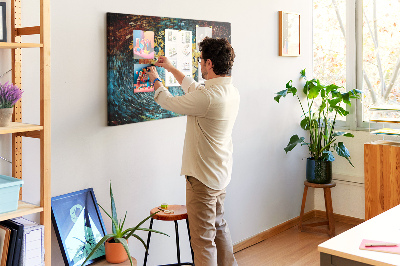 Kurkbord wereldkaart in abstracte stijl