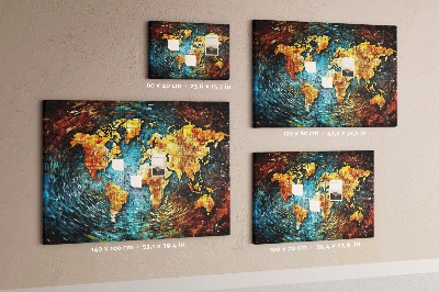 Kurkbord wereldkaart in abstracte stijl