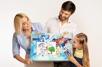 Kurk prikbord met een kleurrijke aquarel wereldkaart