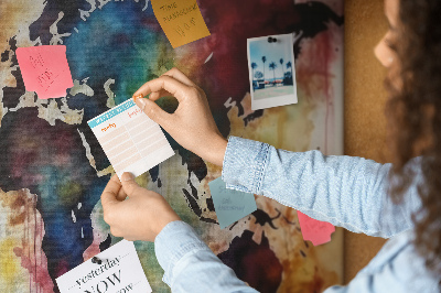 Kurkbord wereldkaart in aquarel-stijl