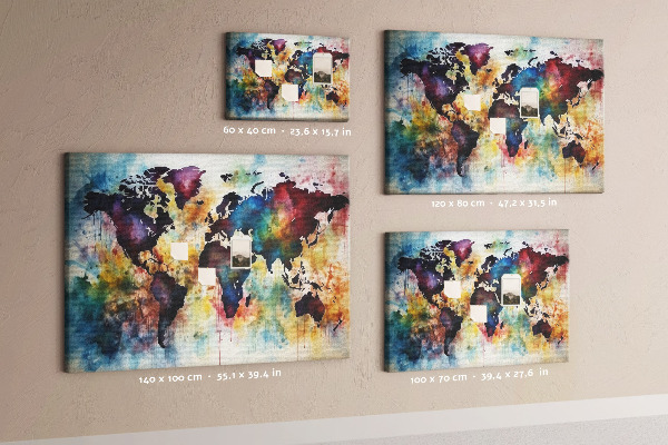 Kurkbord wereldkaart in aquarel-stijl