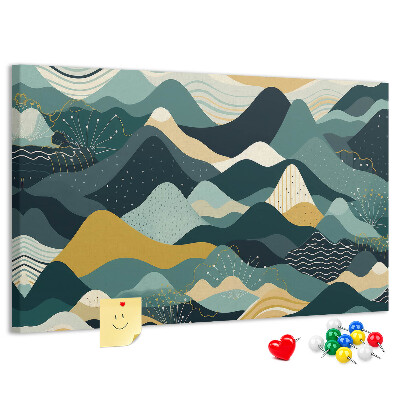 Kurkbord met abstracte berglandschapspatronen in kleur