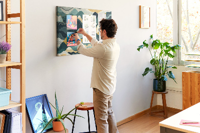 Kurkbord met abstracte berglandschapspatronen in kleur