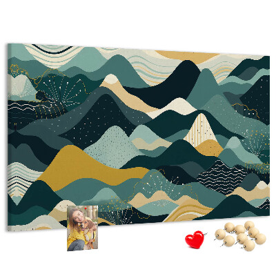 Kurkbord met abstracte berglandschapspatronen in kleur