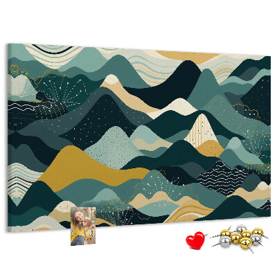 Kurkbord met abstracte berglandschapspatronen in kleur