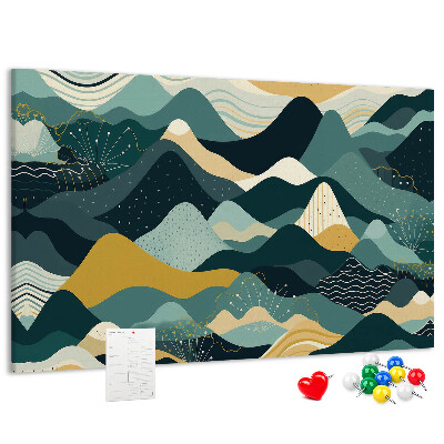 Kurkbord met abstracte berglandschapspatronen in kleur