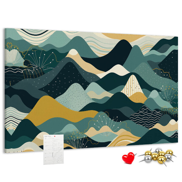 Kurkbord met abstracte berglandschapspatronen in kleur