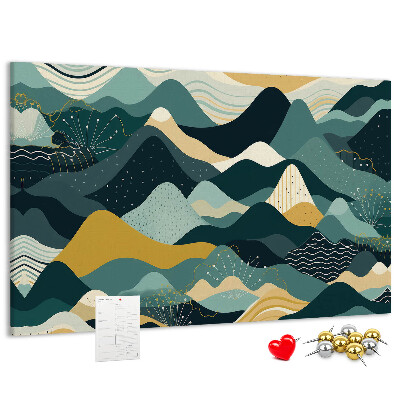 Kurkbord met abstracte berglandschapspatronen in kleur