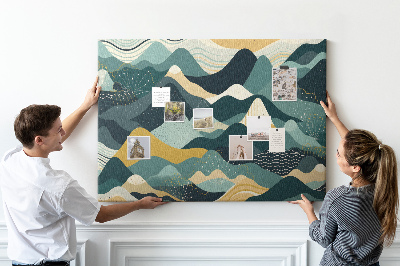 Kurkbord met abstracte berglandschapspatronen in kleur