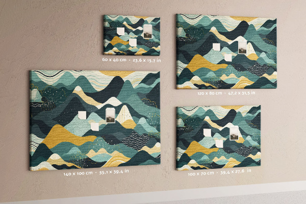 Kurkbord met abstracte berglandschapspatronen in kleur