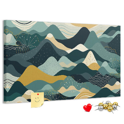 Kurkbord met abstracte berglandschapspatronen in kleur