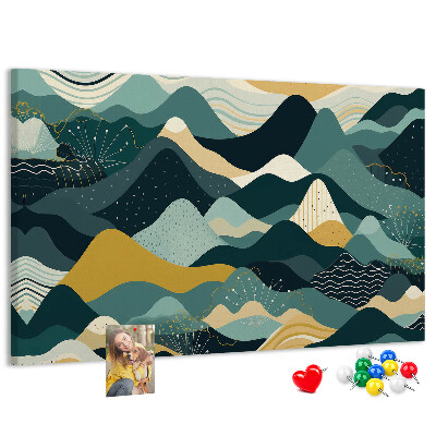 Kurkbord met abstracte berglandschapspatronen in kleur