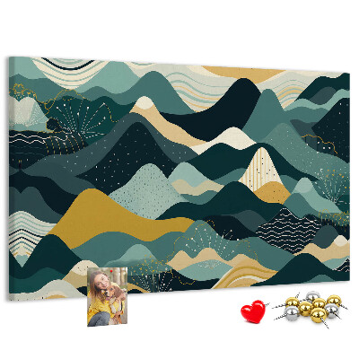Kurkbord met abstracte berglandschapspatronen in kleur
