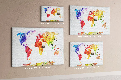 Kurk prikbord met een kleurrijke aquarel wereldkaart