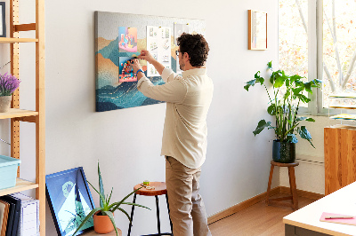 Prikbord abstracte bergen in pasteltinten