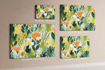 Kurkbord met bloemenpatroon en groene bladeren
