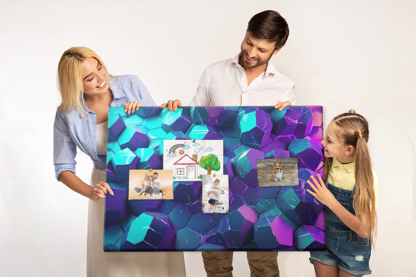 Kurk prikbord met geometrische structuren in paarse tinten