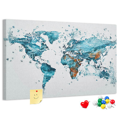Kurkbord wereldkaart met aquarel design