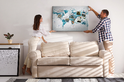 Kurkbord wereldkaart met aquarel design