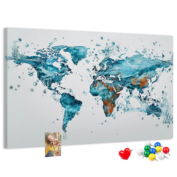 Kurkbord wereldkaart met aquarel design