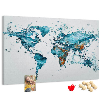 Kurkbord wereldkaart met aquarel design