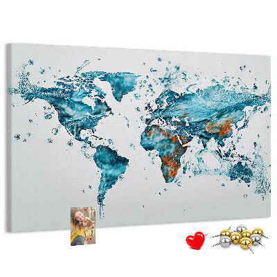 Kurkbord wereldkaart met aquarel design