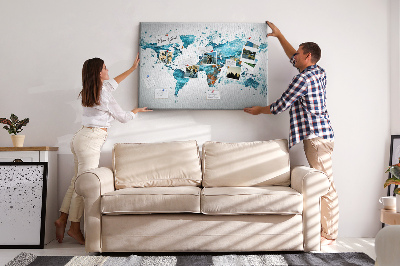 Kurkbord wereldkaart met aquarel design