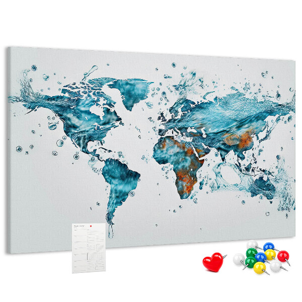 Kurkbord wereldkaart met aquarel design