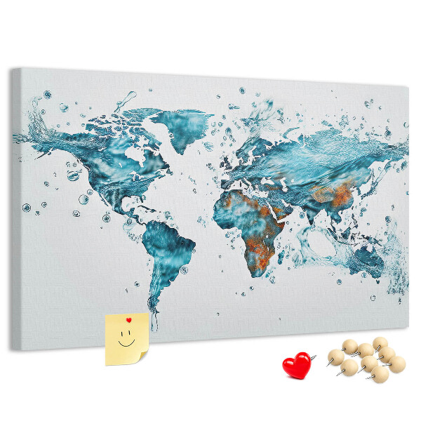 Kurkbord wereldkaart met aquarel design