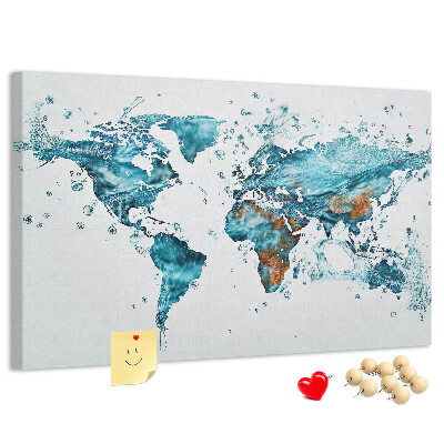 Kurkbord wereldkaart met aquarel design