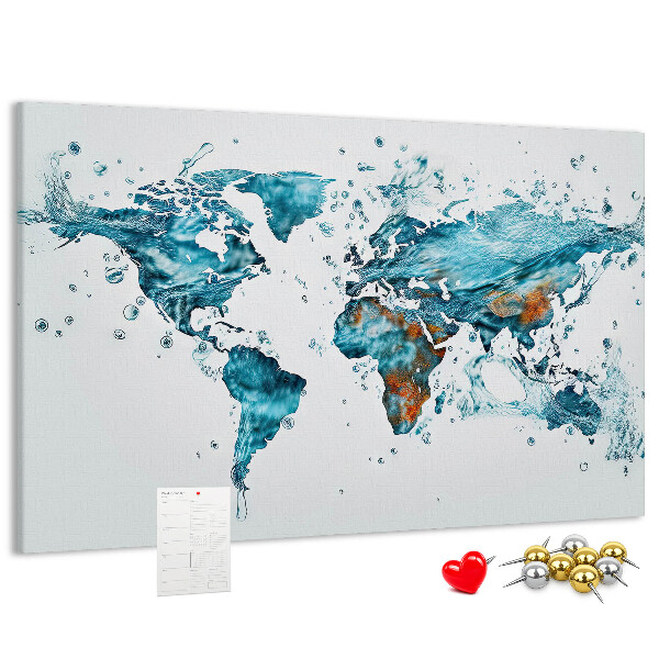 Kurkbord wereldkaart met aquarel design