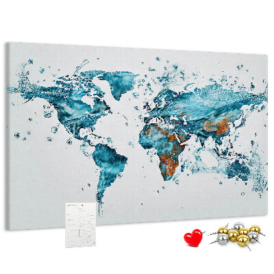 Kurkbord wereldkaart met aquarel design