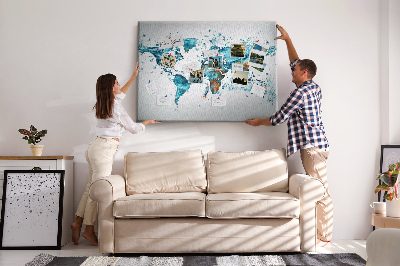 Kurkbord wereldkaart met aquarel design