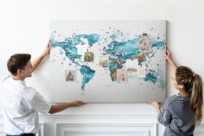 Kurkbord wereldkaart met aquarel design