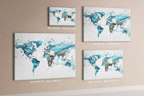 Kurkbord wereldkaart met aquarel design