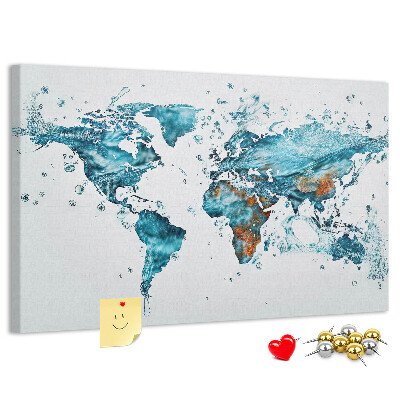 Kurkbord wereldkaart met aquarel design