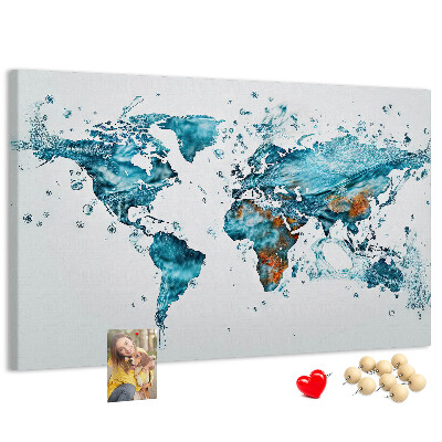 Kurkbord wereldkaart met aquarel design
