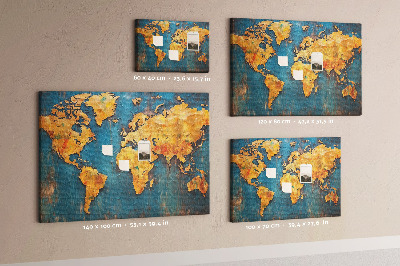 Prikbord wereldkaart in warme bruintinten