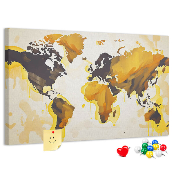 Kurkbord abstracte wereldkaart in warme kleuren