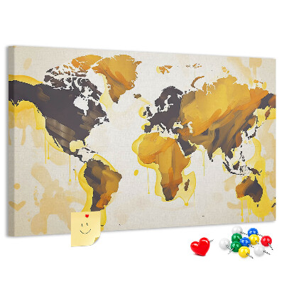 Kurkbord abstracte wereldkaart in warme kleuren