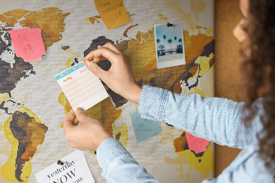 Kurkbord abstracte wereldkaart in warme kleuren