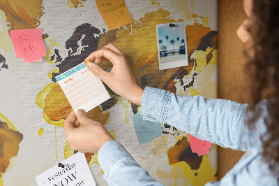 Kurkbord abstracte wereldkaart in warme kleuren