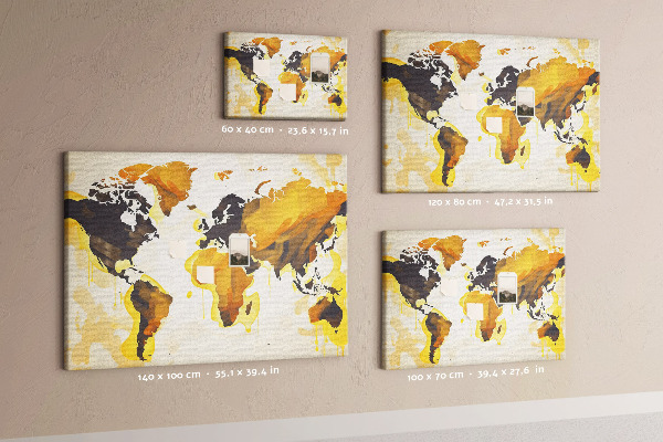 Kurkbord abstracte wereldkaart in warme kleuren