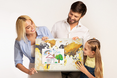 Kurkbord abstracte wereldkaart in warme kleuren