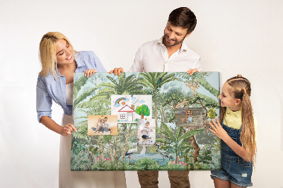 Prikbord tropisch regenwoud met wilde dieren en vogels