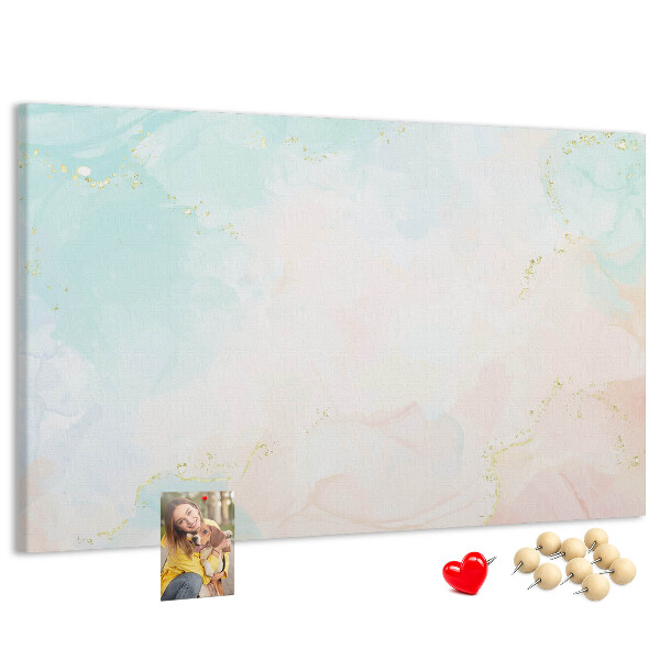 Kurkbord met fijne pastelkleurige stippen en gouden accenten
